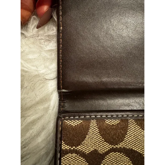 Women's Coach Brown & Beige Signature Canvas Wallet One Size - Picture 7 of 11